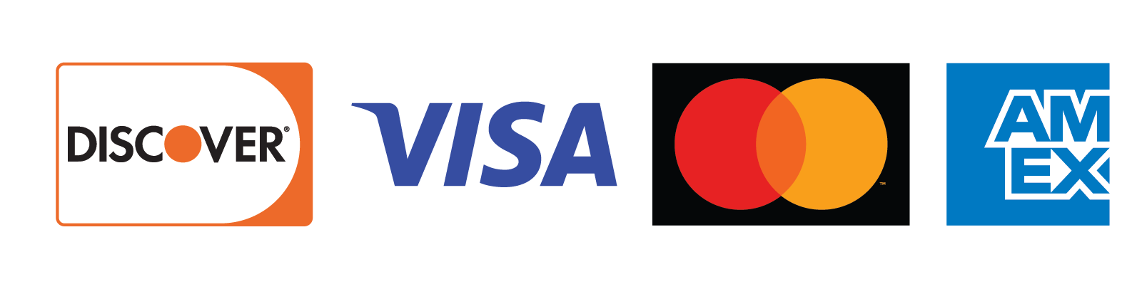 Accepted Cards: Visa, MC, AMEX, and Discover