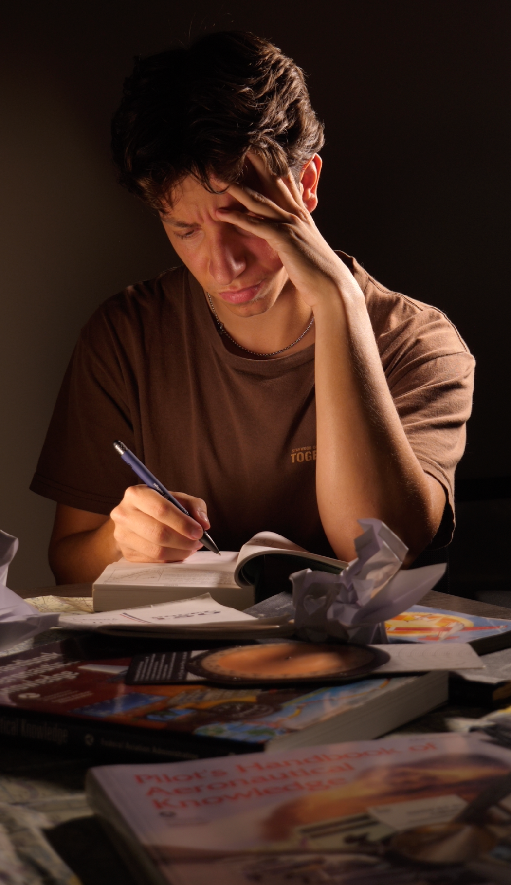 Student studying frustrated